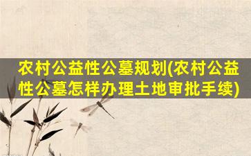 农村公益性公墓规划(农村公益性公墓怎样办理土地审批手续)