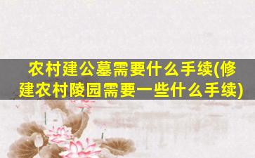 农村建公墓需要什么手续(修建农村陵园需要一些什么手续)