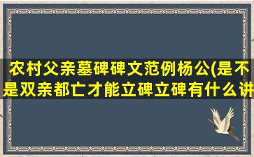 农村父亲墓碑碑文范例杨公(是不是双亲都亡才能立碑立碑有什么讲究)