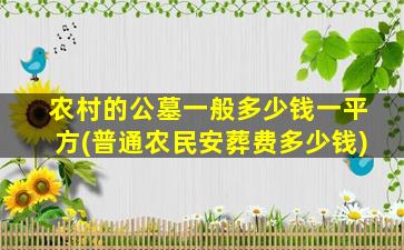 农村的公墓一般多少钱一平方(普通农民安葬费多少钱)