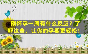 刚怀孕一周有什么反应？了解这些，让你的孕期更轻松！