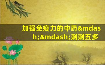 加强免疫力的中药——刺刺五多