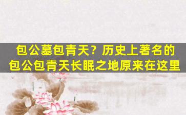 包公墓包青天？历史上著名的包公包青天长眠之地原来在这里