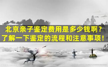 北京亲子鉴定费用是多少钱啊？了解一下鉴定的流程和注意事项！
