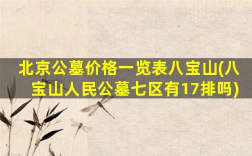 北京公墓价格一览表八宝山(八宝山人民公墓七区有17排吗)