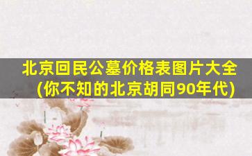 北京回民公墓价格表图片大全(你不知的北京胡同90年代)