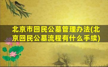 北京市回民公墓管理办法(北京回民公墓流程有什么手续)
