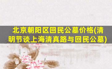 北京朝阳区回民公墓价格(清明节谈上海清真路与回民公墓)