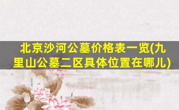北京沙河公墓价格表一览(九里山公墓二区具体位置在哪儿)