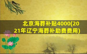 北京海葬补贴4000(2021年辽宁海葬补助费费用)