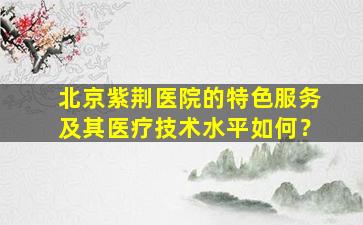 北京紫荆医院的特色服务及其医疗技术水平如何？