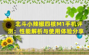 北斗小辣椒四核M1手机评测：性能解析与使用体验分享