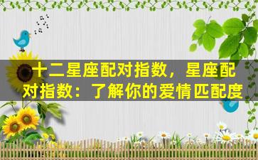 十二星座配对指数，星座配对指数：了解你的爱情匹配度