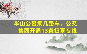 半山公墓乘几路车，公交集团开通13条扫墓专线