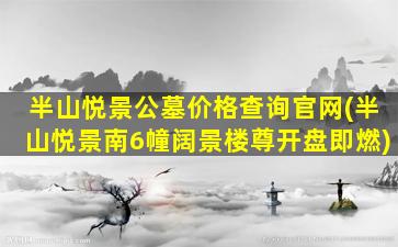 半山悦景公墓价格查询官网(半山悦景南6幢阔景楼尊开盘即燃)