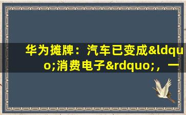 华为摊牌：汽车已变成“消费电子”，一年就升级换代
