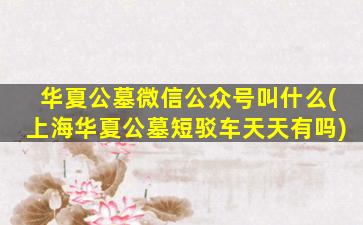 华夏公墓微信公众号叫什么(上海华夏公墓短驳车天天有吗)