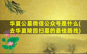 华夏公墓微信公众号是什么(去华夏陵园扫墓的最佳路线)