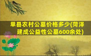 单县农村公墓价格多少(菏泽建成公益性公墓600余处)