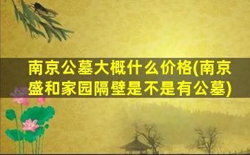 南京公墓大概什么价格(南京盛和家园隔壁是不是有公墓)