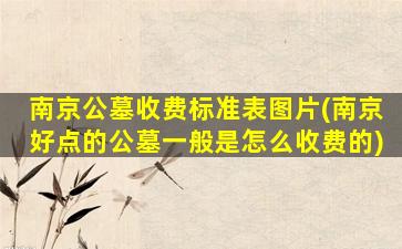 南京公墓收费标准表图片(南京好点的公墓一般是怎么收费的)