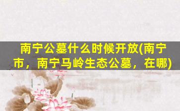 南宁公墓什么时候开放(南宁市，南宁马岭生态公墓，在哪)