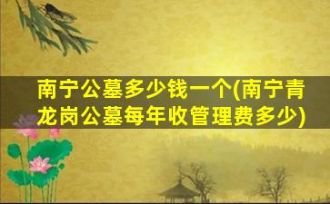 南宁公墓多少钱一个(南宁青龙岗公墓每年收管理费多少)