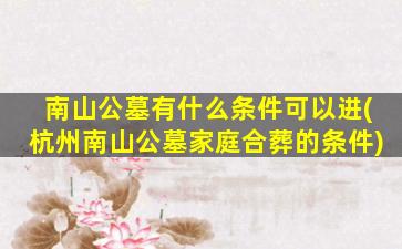南山公墓有什么条件可以进(杭州南山公墓家庭合葬的条件)