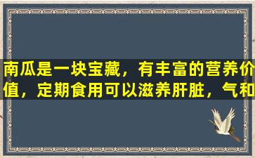 南瓜是一块宝藏，有丰富的营养价值，定期食用可以滋养肝脏，气和降低血压