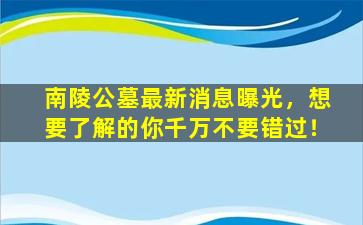 南陵公墓最新消息曝光，想要了解的你千万不要错过！