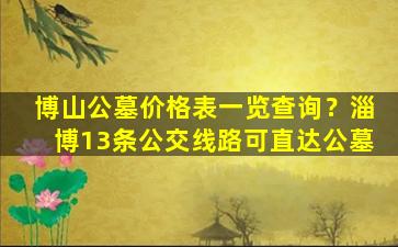 博山公墓价格表一览查询？淄博13条公交线路可直达公墓
