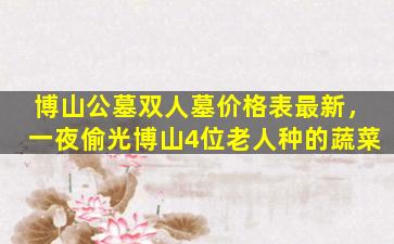 博山公墓双人墓价格表最新，一夜偷光博山4位老人种的蔬菜
