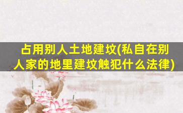 占用别人土地建坟(私自在别人家的地里建坟触犯什么法律)