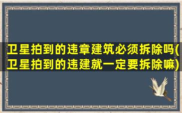 卫星拍到的违章建筑必须拆除吗(卫星拍到的违建就一定要拆除嘛)