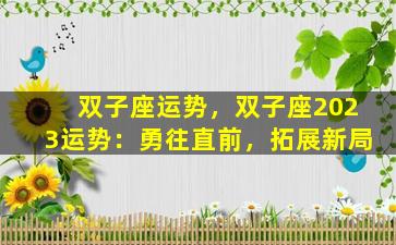 双子座运势，双子座2023运势：勇往直前，拓展新局
