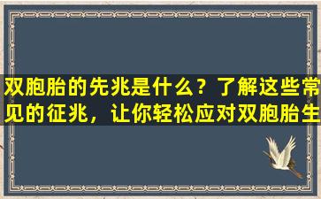 双胞胎的先兆是什么？了解这些常见的征兆，让你轻松应对双胞胎生育！