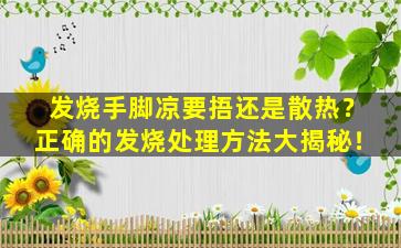 发烧手脚凉要捂还是散热？正确的发烧处理方法大揭秘！