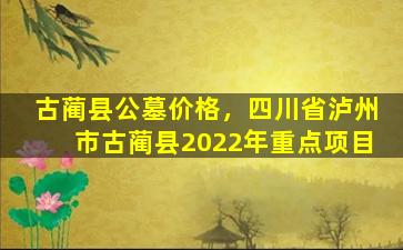 古蔺县公墓价格，四川省泸州市古蔺县2022年重点项目