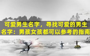 可爱男生名字，寻找可爱的男生名字：男孩女孩都可以参考的指南