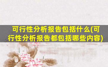 可行性分析报告包括什么(可行性分析报告都包括哪些内容)