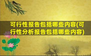 可行性报告包括哪些内容(可行性分析报告包括哪些内容)