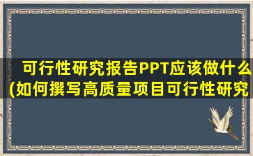 可行性研究报告PPT应该做什么(如何撰写高质量项目可行性研究报告)