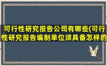 可行性研究报告公司有哪些(可行性研究报告编制单位须具备怎样的资质哪些单位具备编制资质)