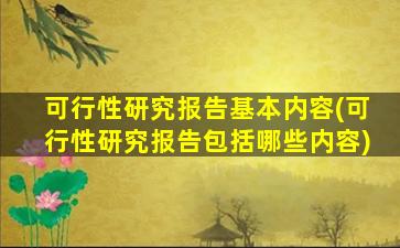 可行性研究报告基本内容(可行性研究报告包括哪些内容)