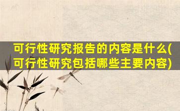 可行性研究报告的内容是什么(可行性研究包括哪些主要内容)