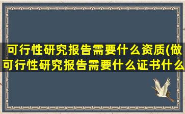 可行性研究报告需要什么资质(做可行性研究报告需要什么证书什么资质)