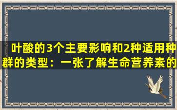 叶酸的3个主要影响和2种适用种群的类型：一张了解生命营养素的图片