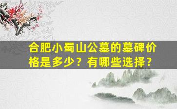 合肥小蜀山公墓的墓碑价格是多少？有哪些选择？