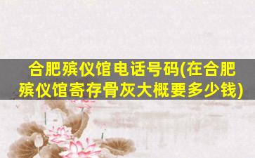 合肥殡仪馆电话号码(在合肥殡仪馆寄存骨灰大概要多少钱)