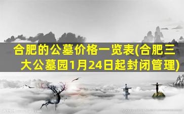 合肥的公墓价格一览表(合肥三大公墓园1月24日起封闭管理)